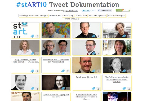 Screenshot der stART10 Tweet Dokumentation