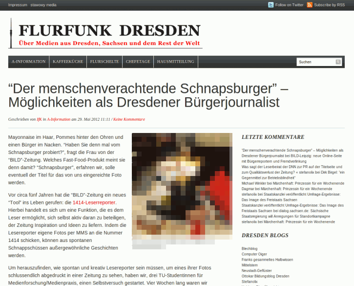 Screenshot Flurfunk Dresden