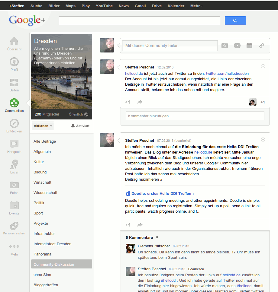 Screenshot Google Plus Community