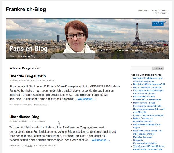 Screenshot Frankreich-Blog des MDR